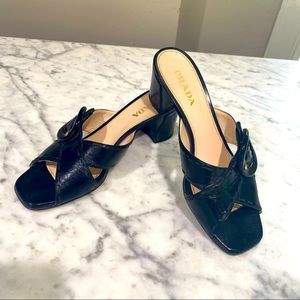Prada black low heel slide